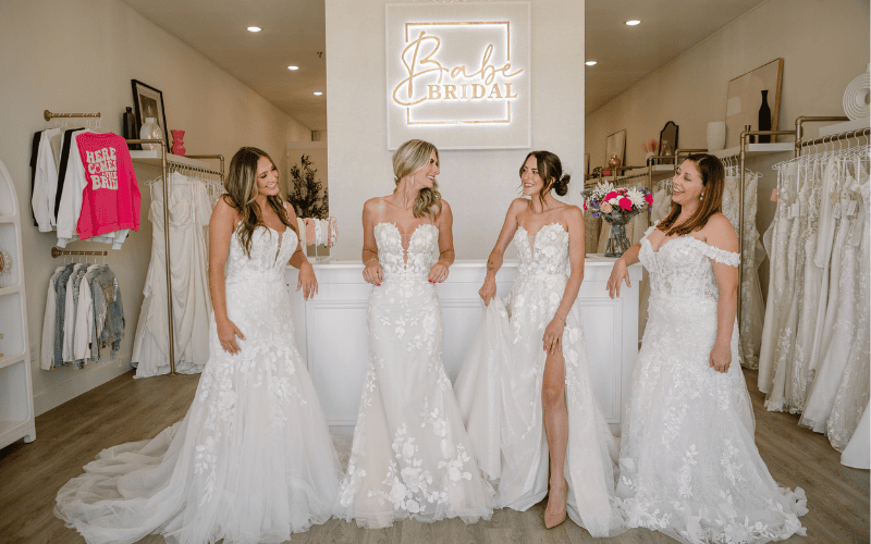 Brides at Babe Bridal Boutique wearing stunning gowns