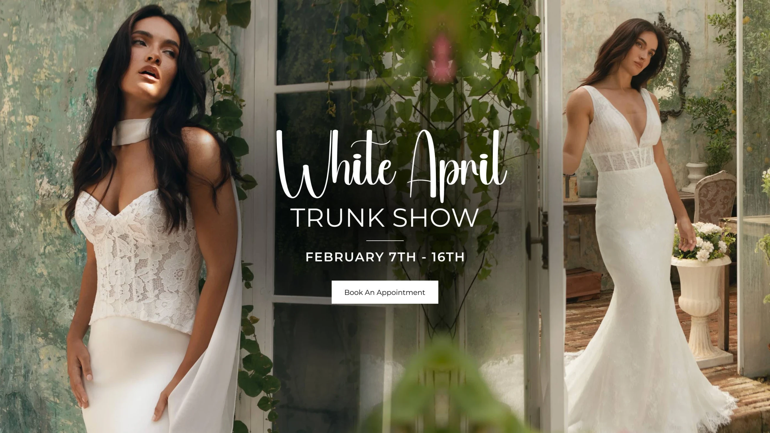 Models wearing White April bridal gowns, desktop banner