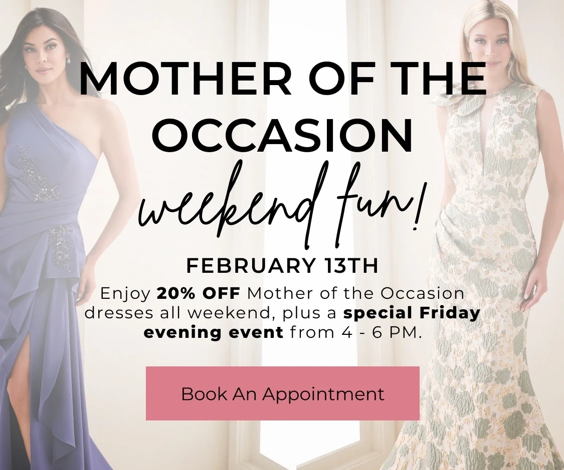 Mother of the occasion weekend fun mobile banner, models wearing mother of the bride dresses